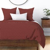 C006 - Small scale burgundy, red and peach coral  modern graphic geometric cross and tessellated squares, for unisex children's apparel, wallpaper, duvet covers, pillows and curtains