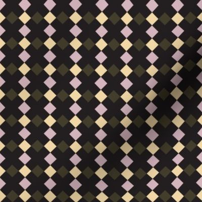 C006 - Small scale mauve, yellow and grey modern graphic geometric cross and tessellated squares, for unisex children's apparel, wallpaper, duvet covers, pillows and curtains