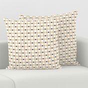 C006 - Small scale off white, mustard and dark charcoal modern graphic geometric cross and tessellated squares, for unisex children's apparel, wallpaper, duvet covers, pillows and curtains