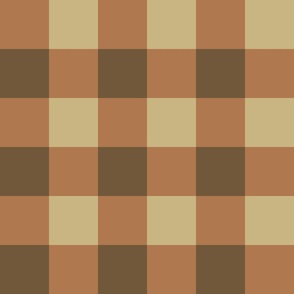 (3" sq) urban desert gingham | dark brown, copper burnt orange, mustard citrine yellow | retro modern | small scale