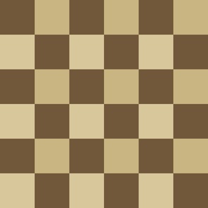 (3" sq) urban desert check  | retro dark brown, mustard citrine yellow, cream beige | classic checker checkerboard squares | small scale