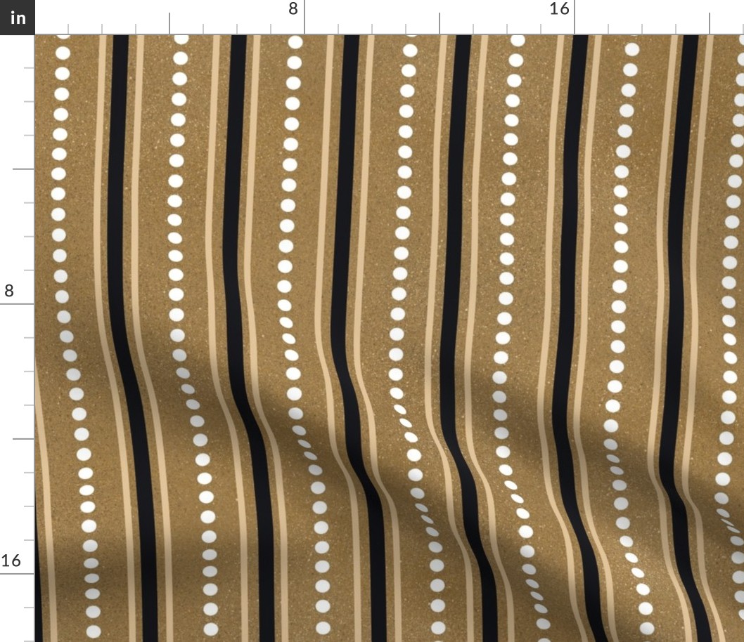 Tan & Black Stripes, dotted white stripe (large)