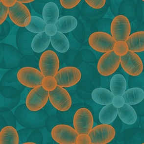 Boho Cloth Flowers - Teal and Orange Blender