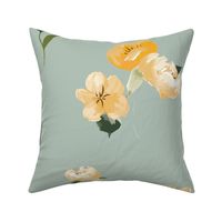 Yellow Buttercup Flowers with Sage Green Background