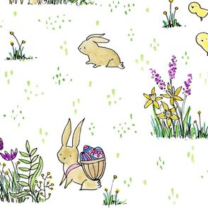 Woodland Rabbits, Bunnies, Baby Chicks and Easter Eggs - ©Lucinda Wei