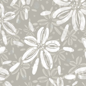 Painterly Sand Dollar Flowers in Taupe