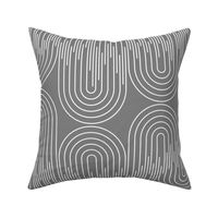 Modern Geometric Abstract Soundwaves - White on Charcoal