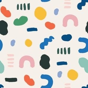 Small - abstract 80s geo white, multi-colored shapes for cool kids bedroom wallpaper and fabrics.