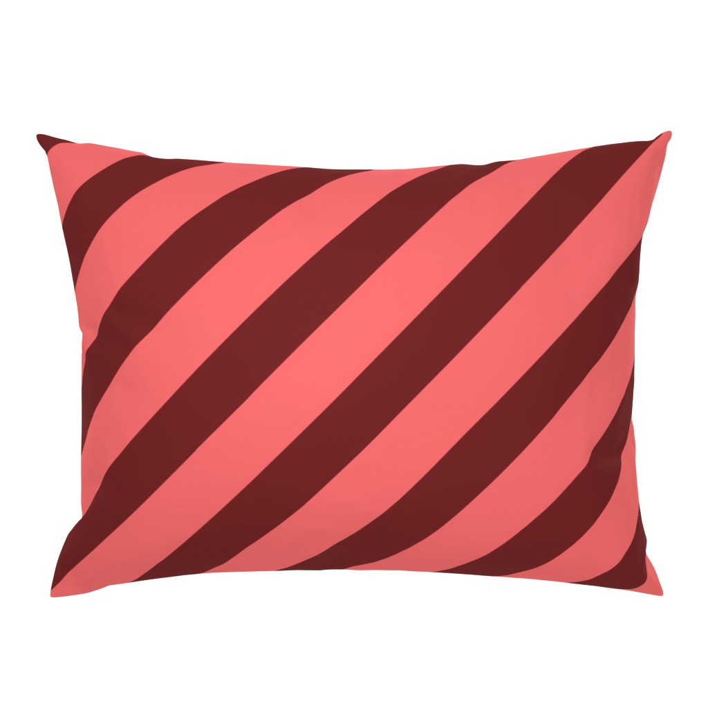 Diagonal Candy Stripes - Coral and Red