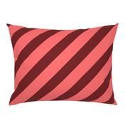 Diagonal Candy Stripes - Coral and Red