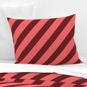 Diagonal Candy Stripes - Coral and Red