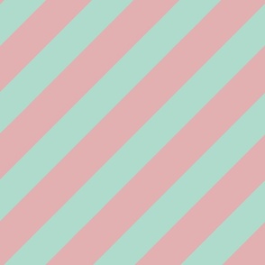 Diagonal Candy Stripes - pink and mint
