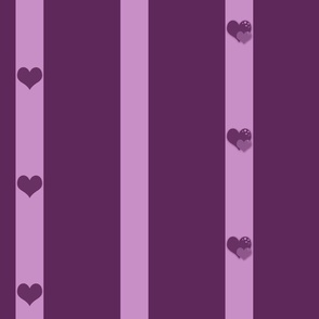 Surreal Velvet Menagerie Coordinating Purple Hearts and Stripes