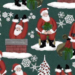 vintage-santas-with-gifts-dark green