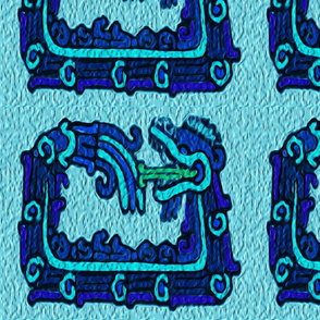 Mayan_snakes on blue background