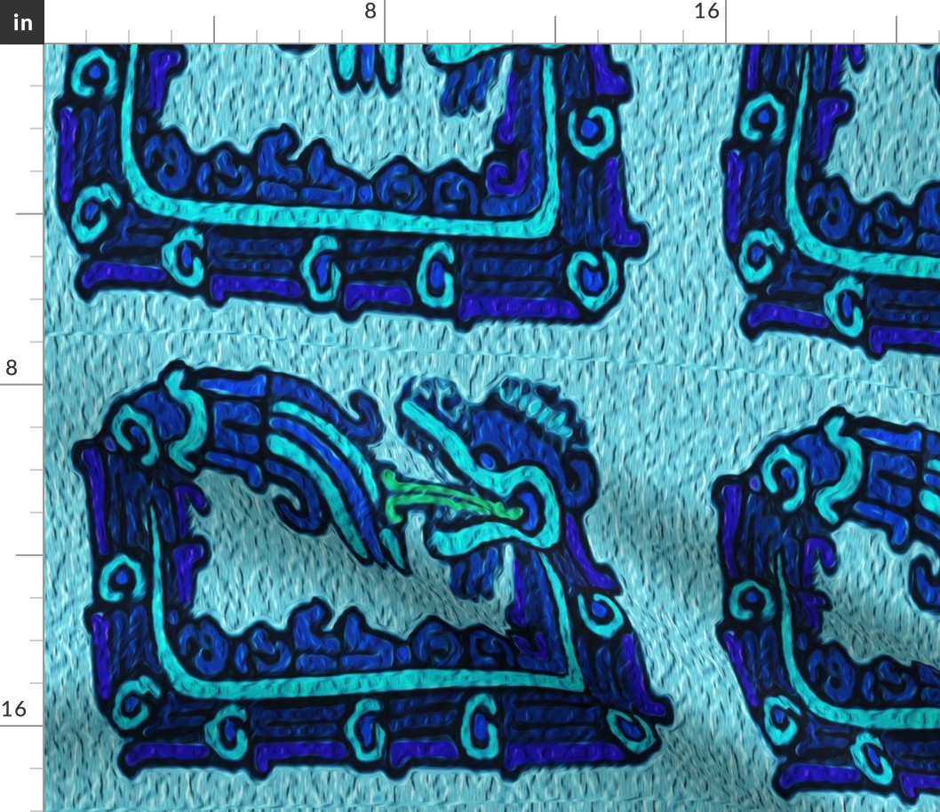 Mayan_snakes on blue background