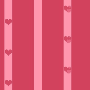 Surreal Velvet Menagerie Coordinating Pink Hearts and Stripes