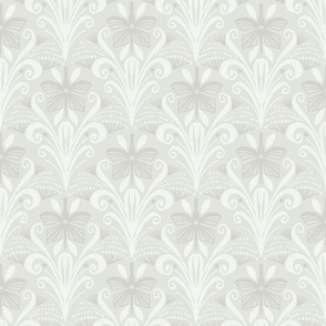 LARGE: Abstract minimal natural tanTextured Flowers and off-white Dotted Accents on green -gray