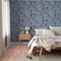 Blue Monochrome Feathered Spur Winged Riverside Plover Bird, Vacation Memories On Beach Holiday, Wild Ocean Sea Birds, Lapis Blue Monochrome Coastal Beach House Toile, Marshland Bird, LARGE SCALE