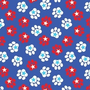 6x6 Fourth of July dog paws, red, white, blue