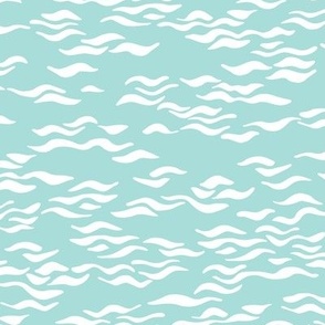 White Waves on Tranquil Aqua Blue