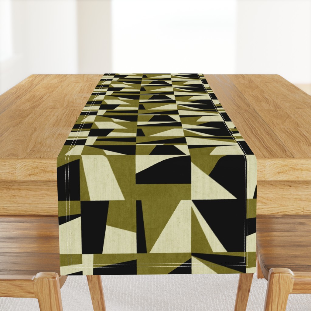 Abstract Chequered Squares - Olive Green