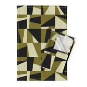 Abstract Chequered Squares - Olive Green