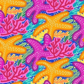 Colorful Ocean Magic - Starfish and Coral