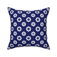 Simply Navy and White, Flowers Graphic Abstract Floral