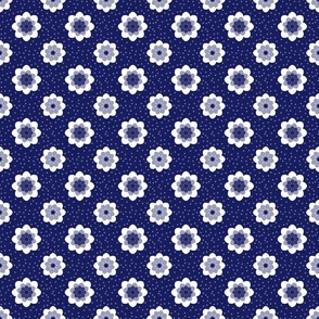 Simply Navy and White, Flowers Graphic Abstract Floral