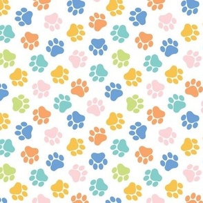 Small Colourful summer dog paw prints 