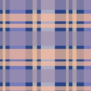 Navy, lavender, apricot, yellow plaid / LARGE