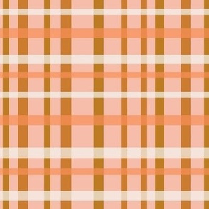 Orange, pink, ochre, cream plaids / LARGE / Bessie's Pansies Collection