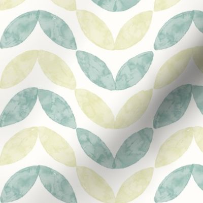 [M] Minimal Geometric Leaves - Lime Green Watercolor #P240182