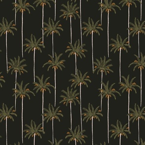 Thin minimal date palms - forest green, gold and black //   Small scale