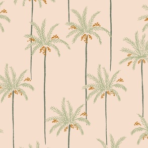 Thin minimal date palms - sage green, brown and pastel pink  //   Big scale