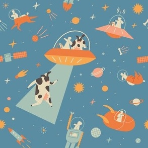 Dogs in space Blush Blue