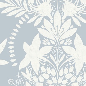 (large) textured modern victorian art deco floral light blue white