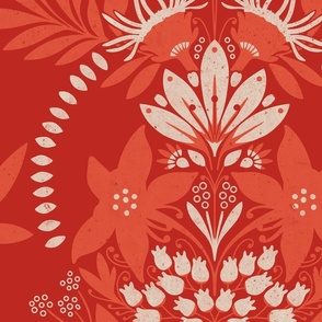 (large) textured modern victorian art deco floral red white