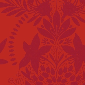 (large) textured modern victorian art deco floral red