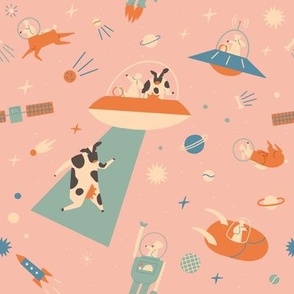 Dogs in space Blush Pink