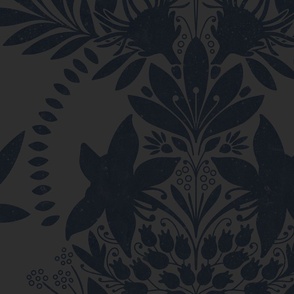 (large) textured modern victorian art deco floral black