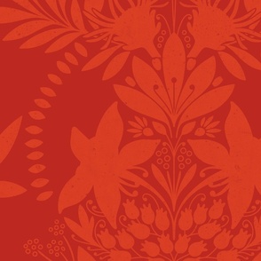 (large) textured modern victorian art deco floral red