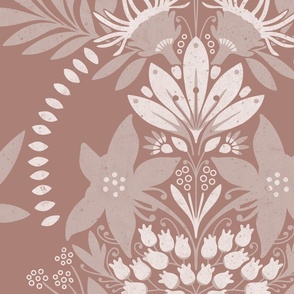 (large) textured modern victorian art deco floral mocha brown