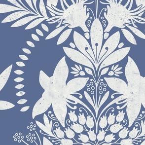 (large) textured modern victorian art deco floral blue white