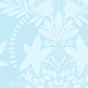 (large) textured modern victorian art deco floral light blue