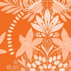 (large) textured modern victorian art deco floral orange