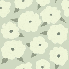 White blossom minimalism floral pattern