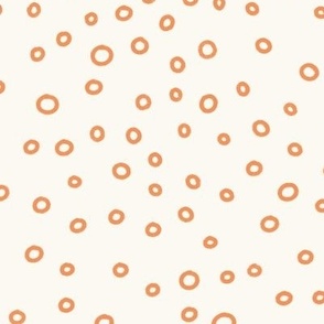 Ocean Life: Hand-Drawn Red Orange Water Bubbles on a Cream Background