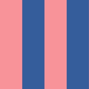 Ocean-blue-bold-regular-vertical-lines-on-vintage-soft-pink---XL-jumbo